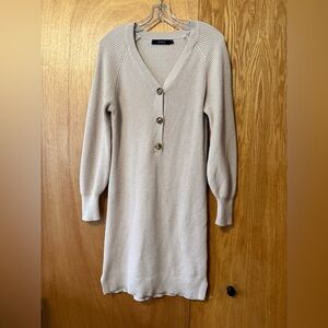MIROL V-neck Button Down Sweater Dress